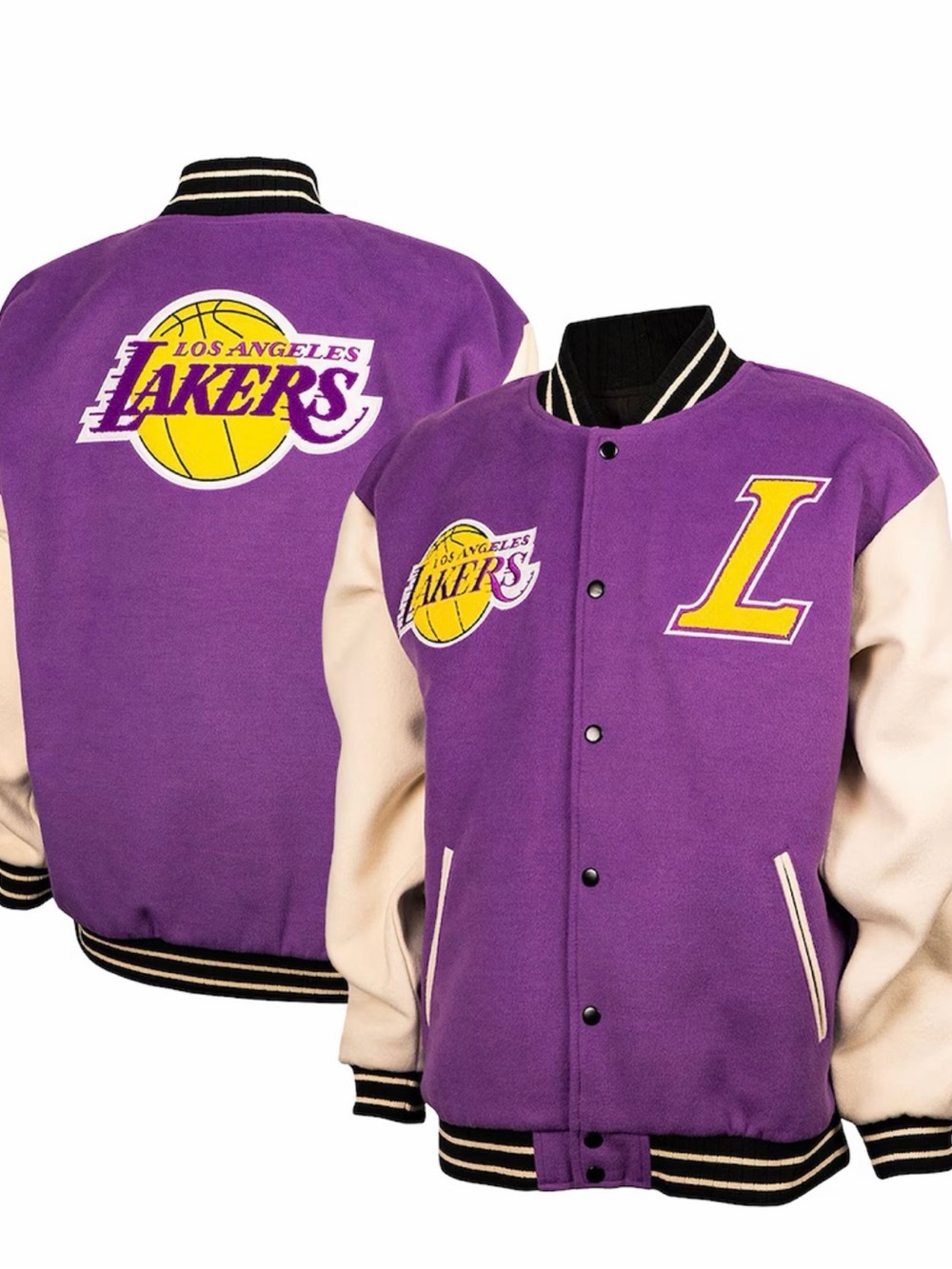 Los Angeles Lakers Purple & Cream Varsity Jacket - FSLL